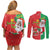 Burkina Faso Christmas Couples Matching Off Shoulder Short Dress and Long Sleeve Button Shirt Black Santa Joyeux Noel - Wonder Print Shop