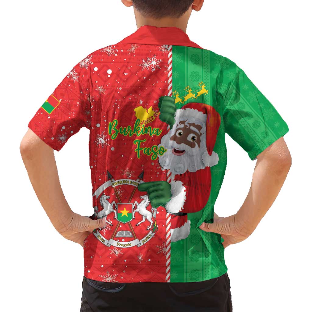 Burkina Faso Christmas Family Matching Long Sleeve Bodycon Dress and Hawaiian Shirt Black Santa Joyeux Noel - Wonder Print Shop