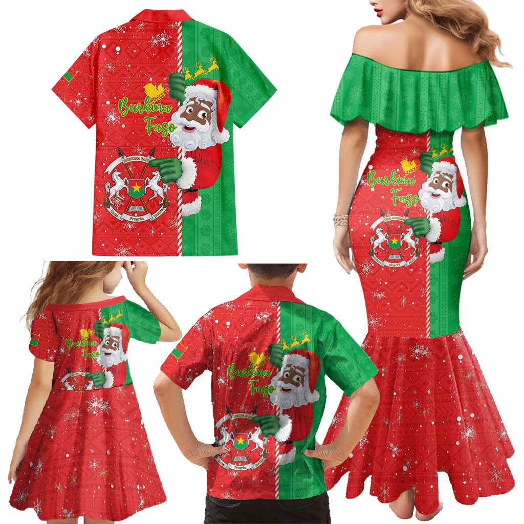 Burkina Faso Christmas Family Matching Mermaid Dress and Hawaiian Shirt Black Santa Joyeux Noel - Wonder Print Shop