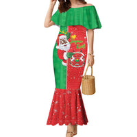 Burkina Faso Christmas Family Matching Mermaid Dress and Hawaiian Shirt Black Santa Joyeux Noel - Wonder Print Shop