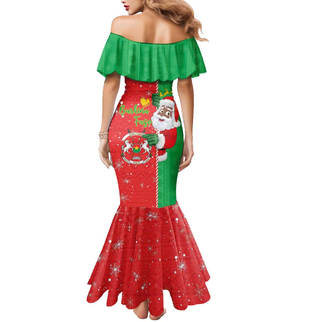 Burkina Faso Christmas Family Matching Mermaid Dress and Hawaiian Shirt Black Santa Joyeux Noel - Wonder Print Shop