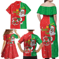 Burkina Faso Christmas Family Matching Off Shoulder Maxi Dress and Hawaiian Shirt Black Santa Joyeux Noel - Wonder Print Shop