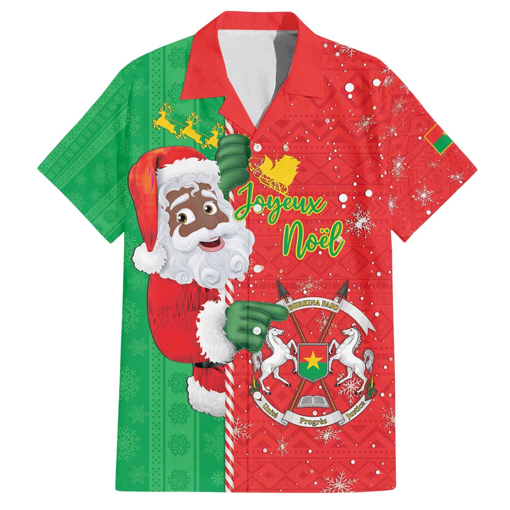 Burkina Faso Christmas Family Matching Off Shoulder Maxi Dress and Hawaiian Shirt Black Santa Joyeux Noel - Wonder Print Shop