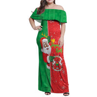 Burkina Faso Christmas Family Matching Off Shoulder Maxi Dress and Hawaiian Shirt Black Santa Joyeux Noel - Wonder Print Shop
