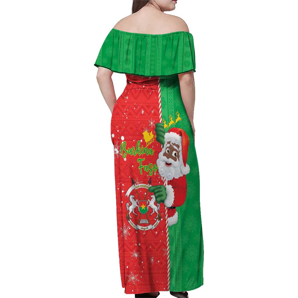 Burkina Faso Christmas Family Matching Off Shoulder Maxi Dress and Hawaiian Shirt Black Santa Joyeux Noel - Wonder Print Shop