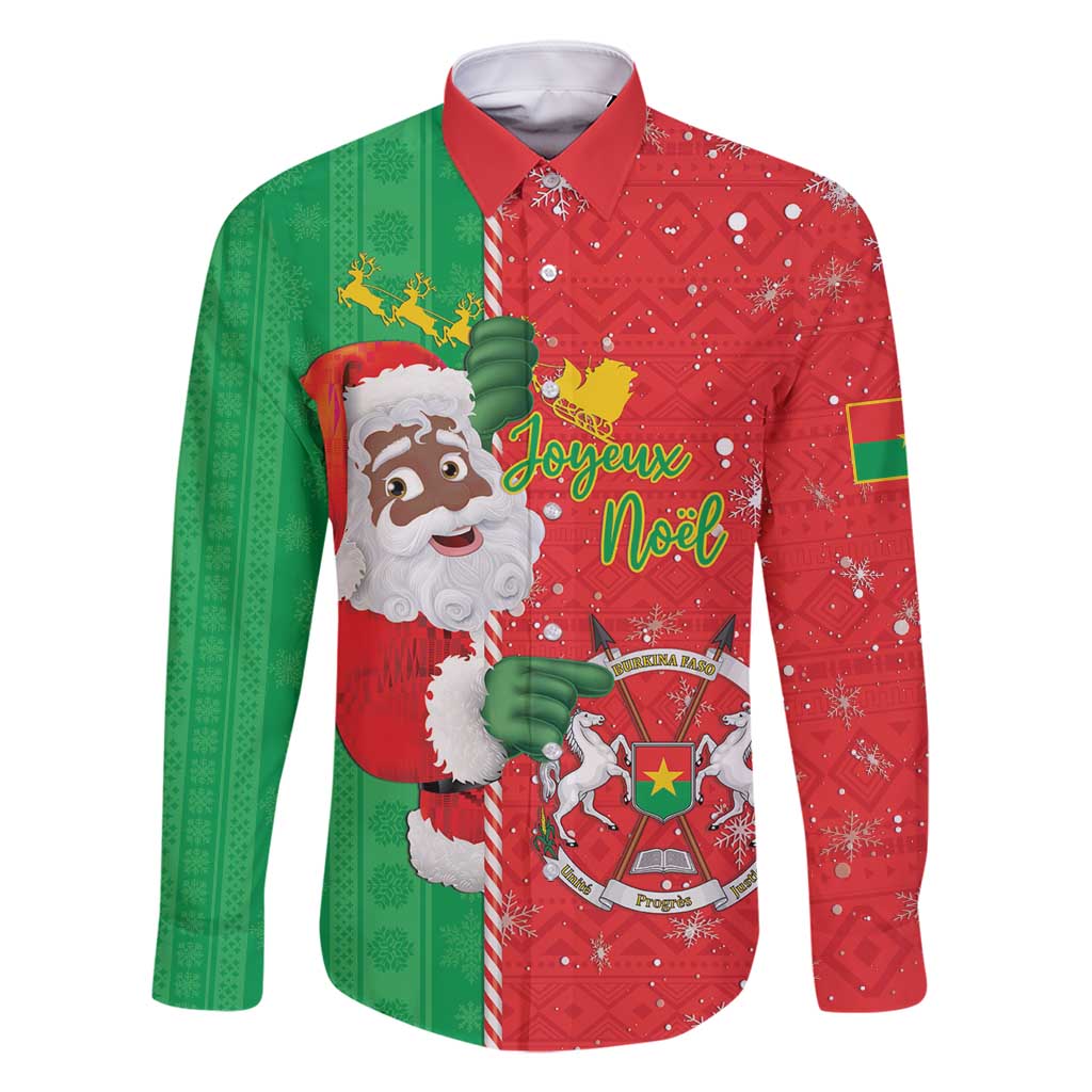 Burkina Faso Christmas Family Matching Off Shoulder Short Dress and Hawaiian Shirt Black Santa Joyeux Noel - Wonder Print Shop