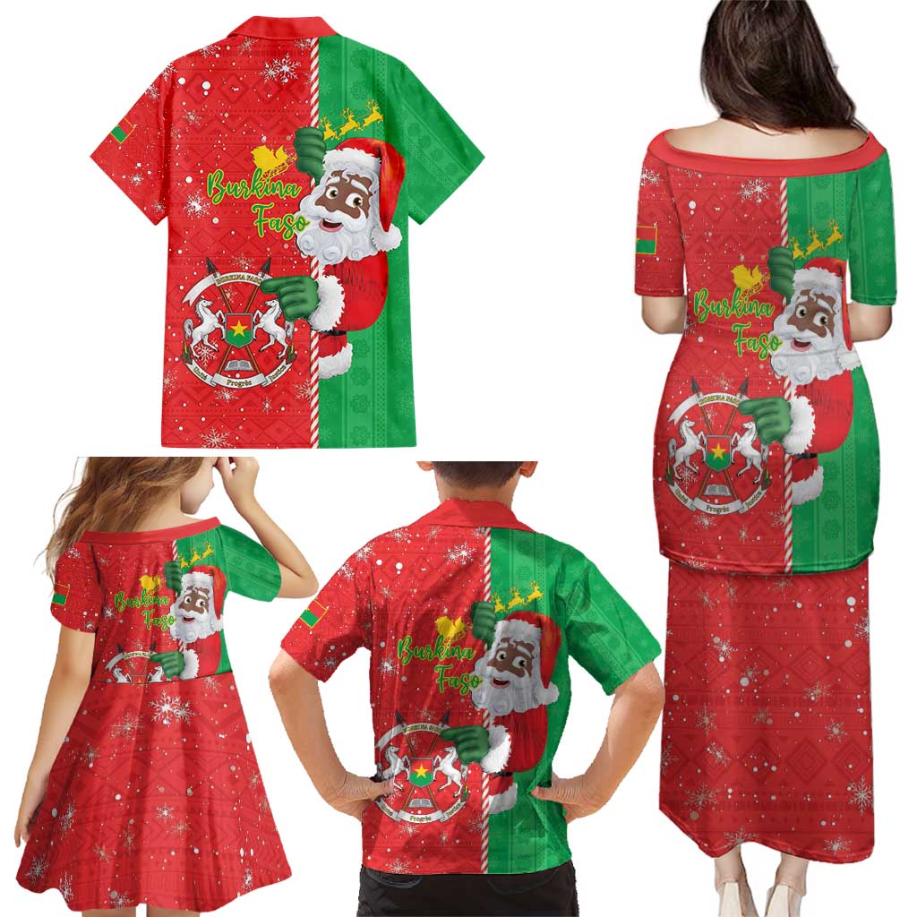 Burkina Faso Christmas Family Matching Puletasi and Hawaiian Shirt Black Santa Joyeux Noel - Wonder Print Shop
