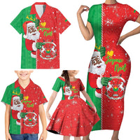 Burkina Faso Christmas Family Matching Short Sleeve Bodycon Dress and Hawaiian Shirt Black Santa Joyeux Noel - Wonder Print Shop