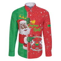 Burkina Faso Christmas Family Matching Short Sleeve Bodycon Dress and Hawaiian Shirt Black Santa Joyeux Noel - Wonder Print Shop