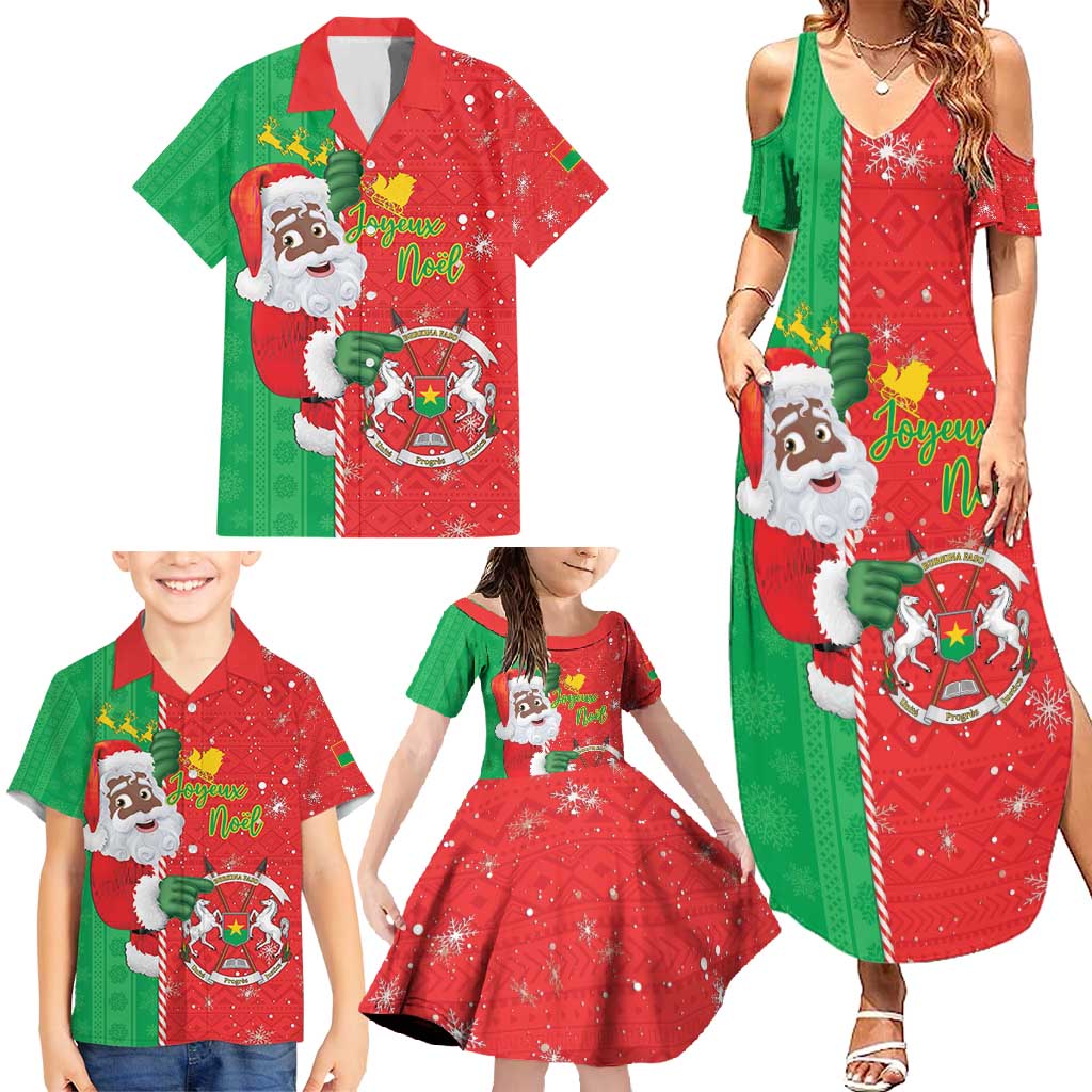 Burkina Faso Christmas Family Matching Summer Maxi Dress and Hawaiian Shirt Black Santa Joyeux Noel - Wonder Print Shop