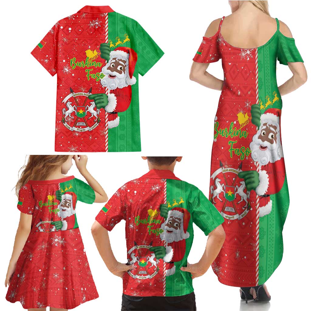 Burkina Faso Christmas Family Matching Summer Maxi Dress and Hawaiian Shirt Black Santa Joyeux Noel - Wonder Print Shop
