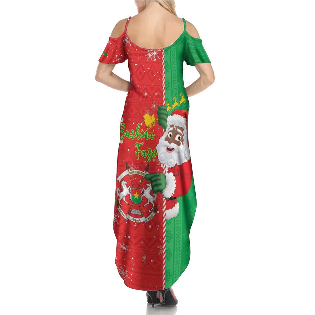 Burkina Faso Christmas Family Matching Summer Maxi Dress and Hawaiian Shirt Black Santa Joyeux Noel - Wonder Print Shop
