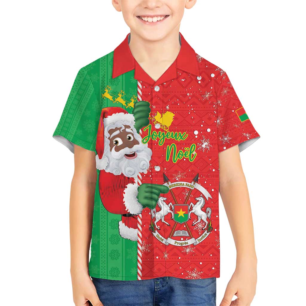 Burkina Faso Christmas Family Matching Summer Maxi Dress and Hawaiian Shirt Black Santa Joyeux Noel - Wonder Print Shop