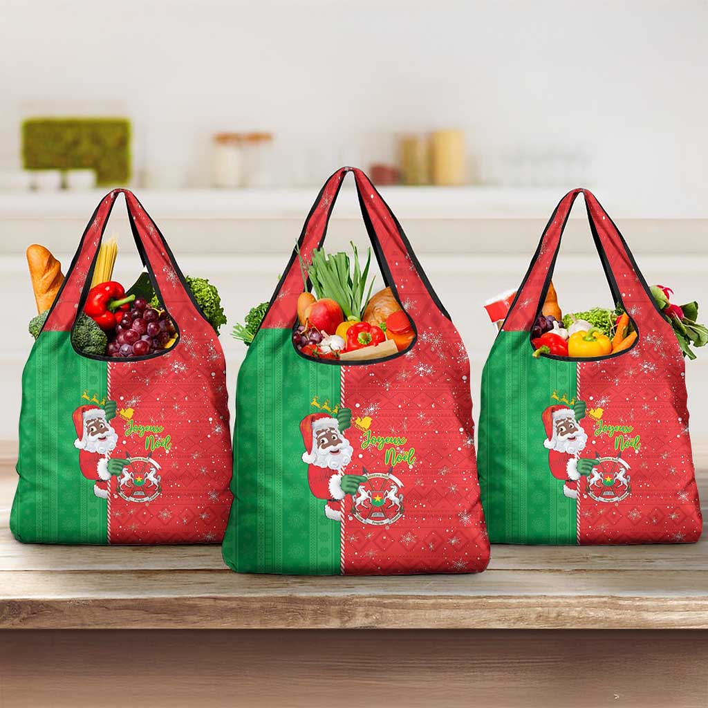 Burkina Faso Christmas Grocery Bag Black Santa Joyeux Noel - Wonder Print Shop