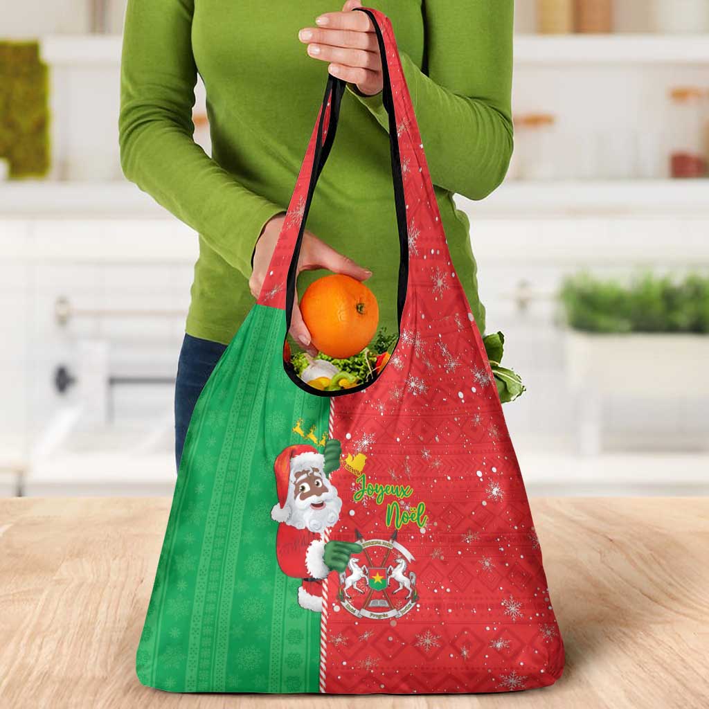 Burkina Faso Christmas Grocery Bag Black Santa Joyeux Noel - Wonder Print Shop