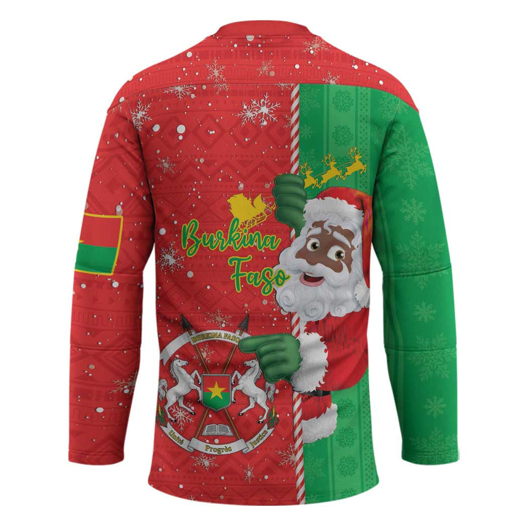 Burkina Faso Christmas Hockey Jersey Black Santa Joyeux Noel - Wonder Print Shop
