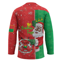Burkina Faso Christmas Hockey Jersey Black Santa Joyeux Noel - Wonder Print Shop