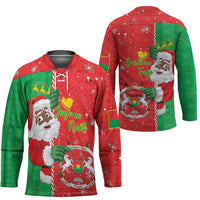 Burkina Faso Christmas Hockey Jersey Black Santa Joyeux Noel - Wonder Print Shop
