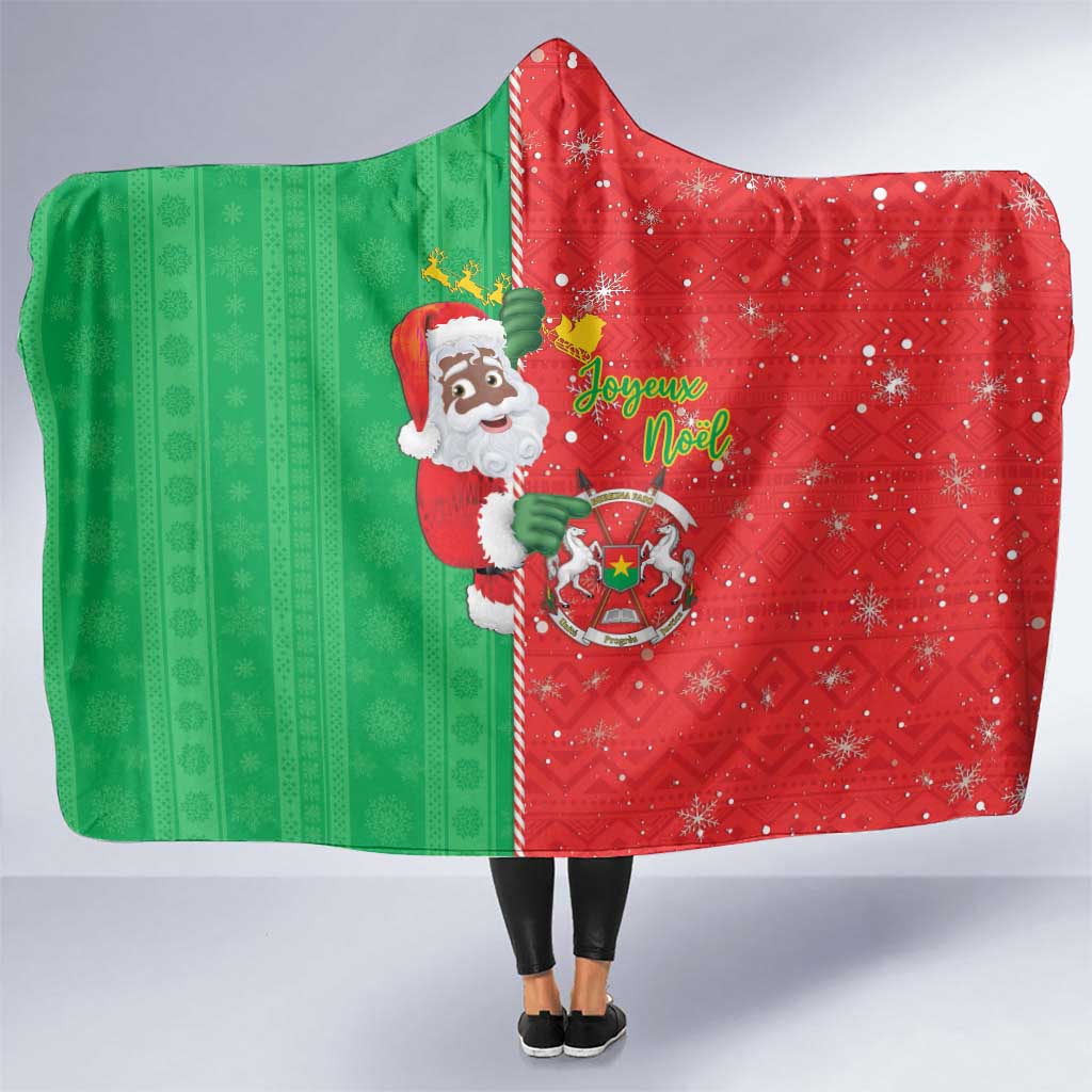 Burkina Faso Christmas Hooded Blanket Black Santa Joyeux Noel - Wonder Print Shop