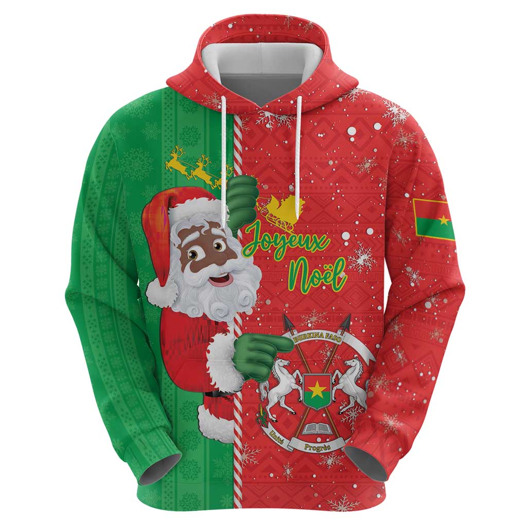 Burkina Faso Christmas Hoodie Black Santa Joyeux Noel - Wonder Print Shop
