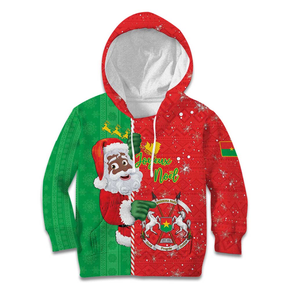 Burkina Faso Christmas Kid Hoodie Black Santa Joyeux Noel - Wonder Print Shop