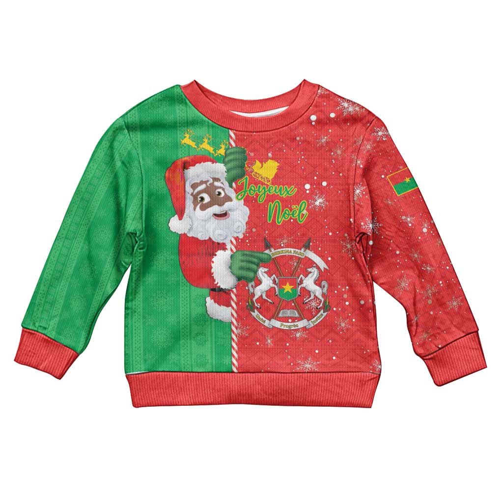 Burkina Faso Christmas Kid Ugly Christmas Sweater Black Santa Joyeux Noel - Wonder Print Shop
