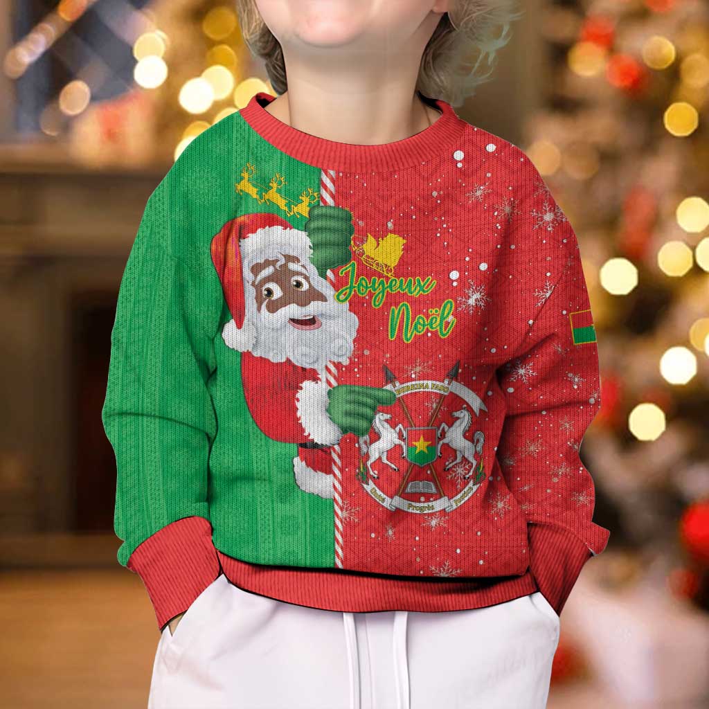 Burkina Faso Christmas Kid Ugly Christmas Sweater Black Santa Joyeux Noel - Wonder Print Shop