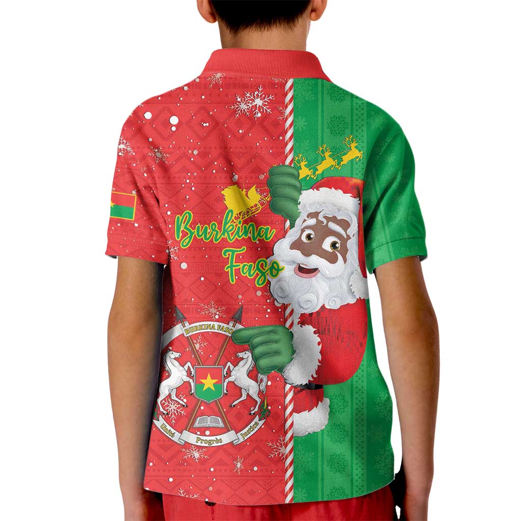 Burkina Faso Christmas Kid Polo Shirt Black Santa Joyeux Noel - Wonder Print Shop