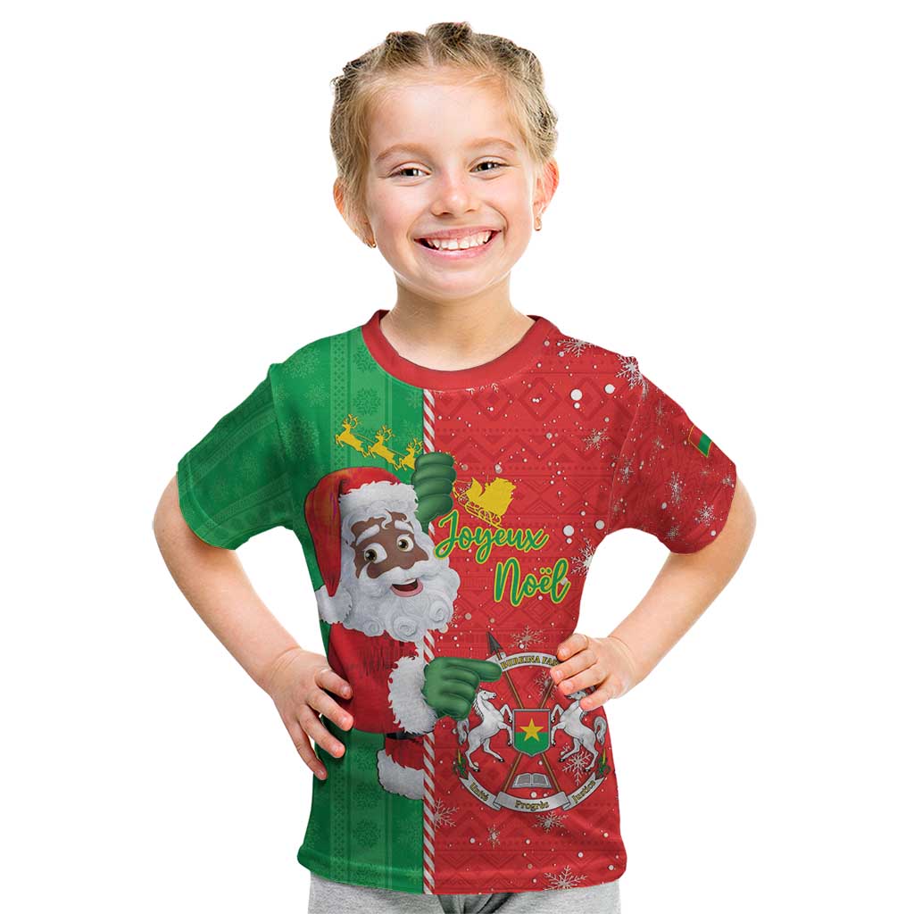 Burkina Faso Christmas Kid T Shirt Black Santa Joyeux Noel - Wonder Print Shop