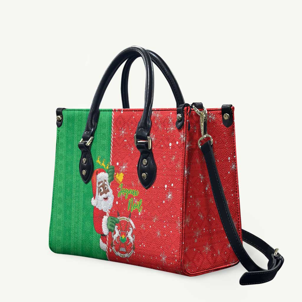 Burkina Faso Christmas Leather Bag Black Santa Joyeux Noel - Wonder Print Shop