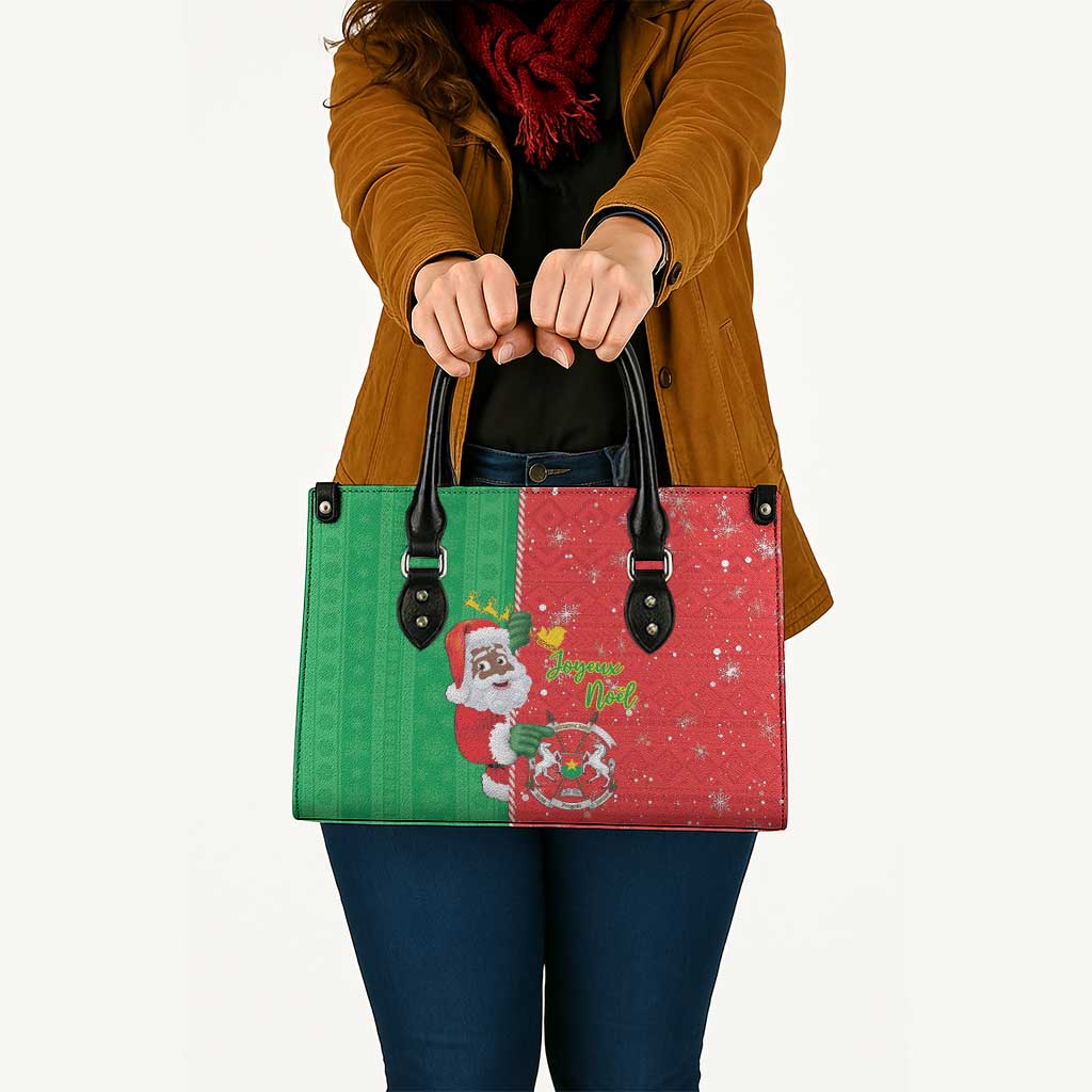 Burkina Faso Christmas Leather Bag Black Santa Joyeux Noel - Wonder Print Shop