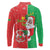 Burkina Faso Christmas Long Sleeve Polo Shirt Black Santa Joyeux Noel - Wonder Print Shop