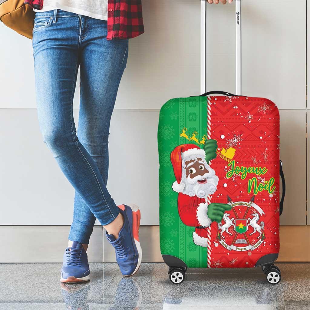 Burkina Faso Christmas Luggage Cover Black Santa Joyeux Noel - Wonder Print Shop