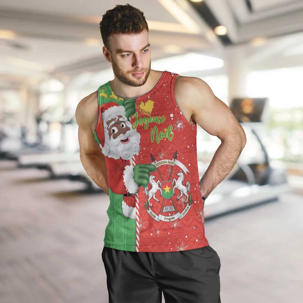 Burkina Faso Christmas Men Tank Top Black Santa Joyeux Noel - Wonder Print Shop