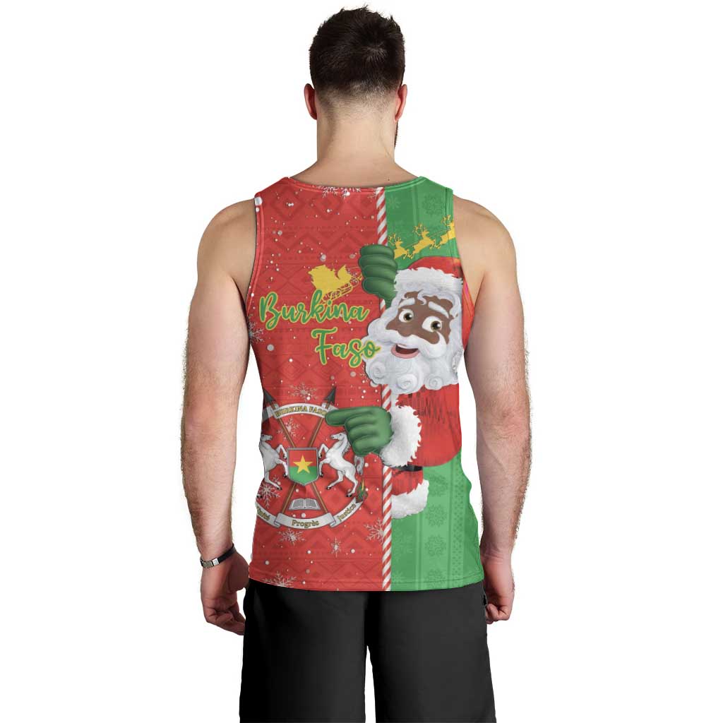 Burkina Faso Christmas Men Tank Top Black Santa Joyeux Noel - Wonder Print Shop