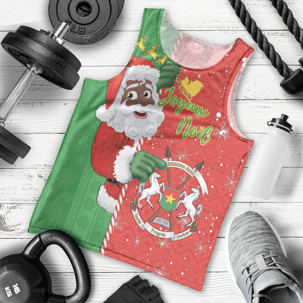 Burkina Faso Christmas Men Tank Top Black Santa Joyeux Noel - Wonder Print Shop