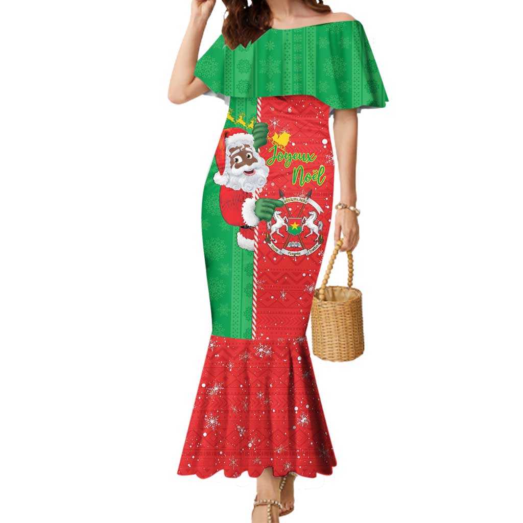 Burkina Faso Christmas Mermaid Dress Black Santa Joyeux Noel - Wonder Print Shop