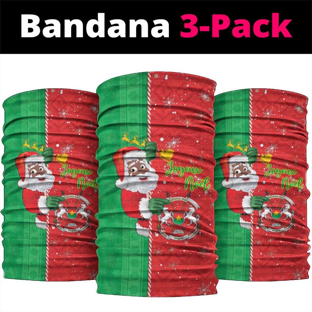 Burkina Faso Christmas Neck Gaiter Black Santa Joyeux Noel - Wonder Print Shop
