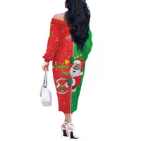 Burkina Faso Christmas Off The Shoulder Long Sleeve Dress Black Santa Joyeux Noel - Wonder Print Shop