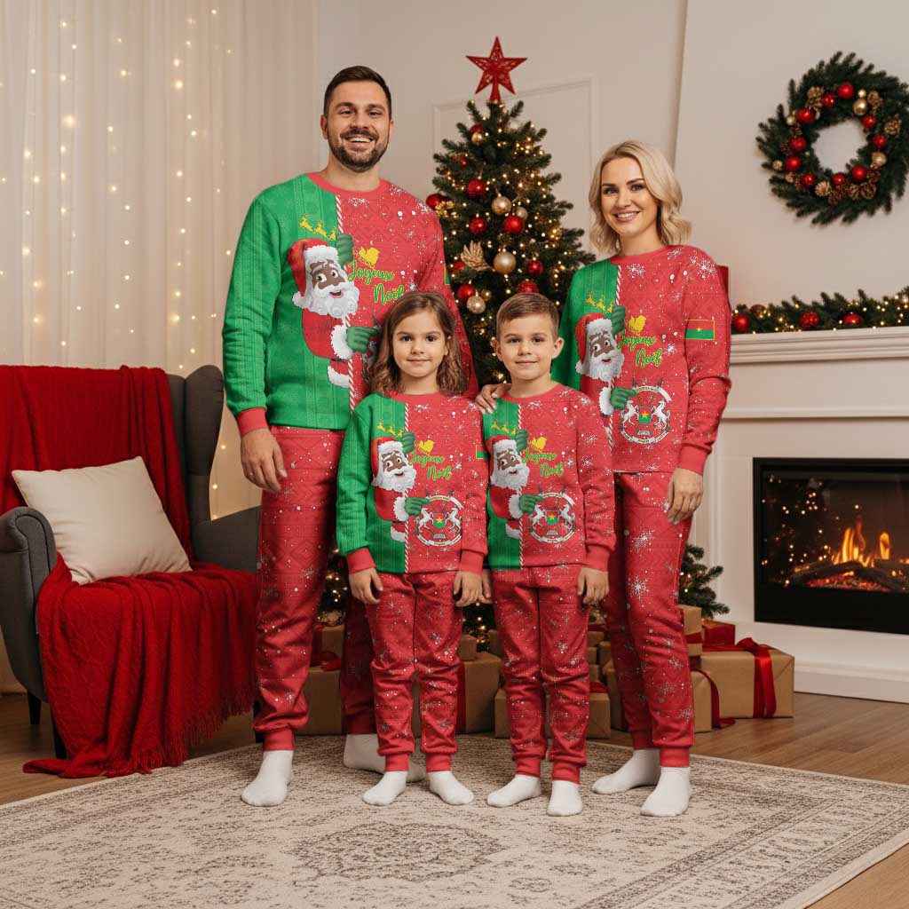Burkina Faso Christmas Pajama Set Black Santa Joyeux Noel - Wonder Print Shop