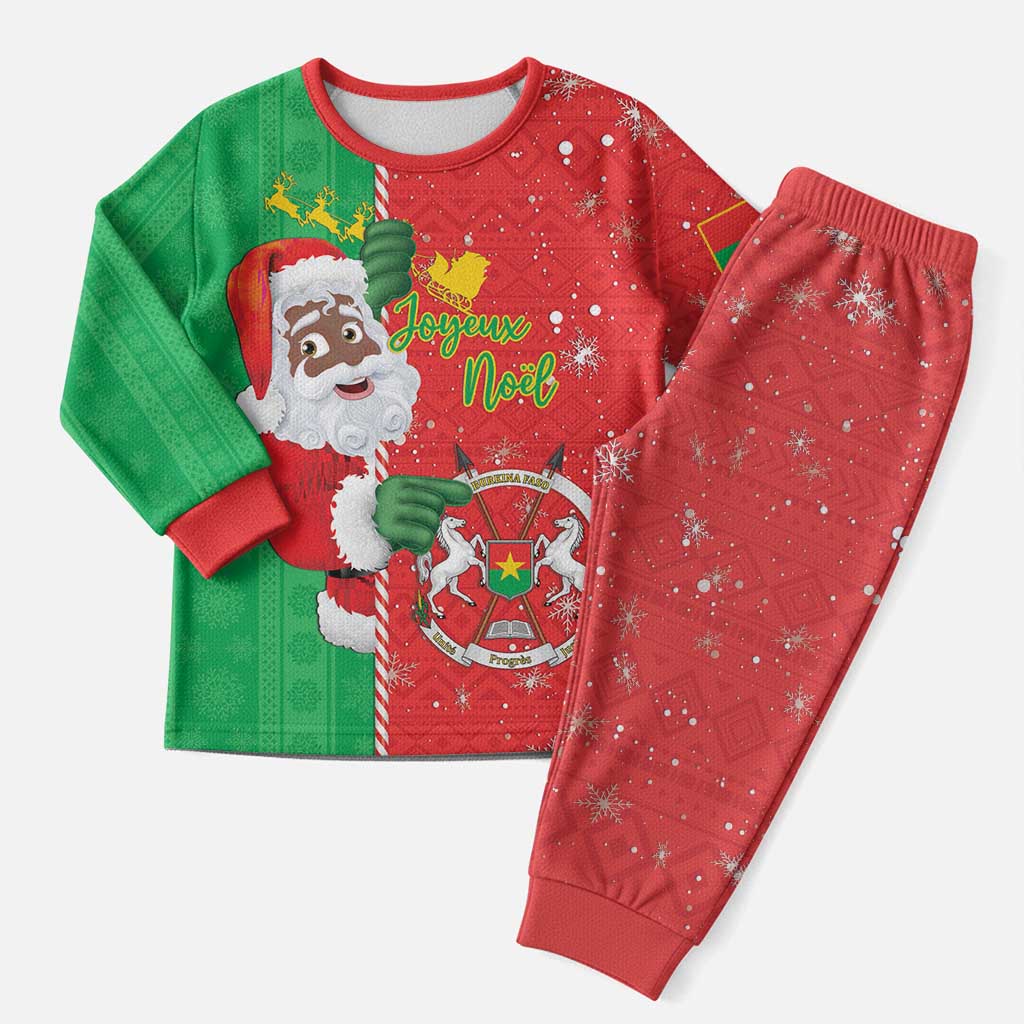 Burkina Faso Christmas Pajama Set Black Santa Joyeux Noel - Wonder Print Shop