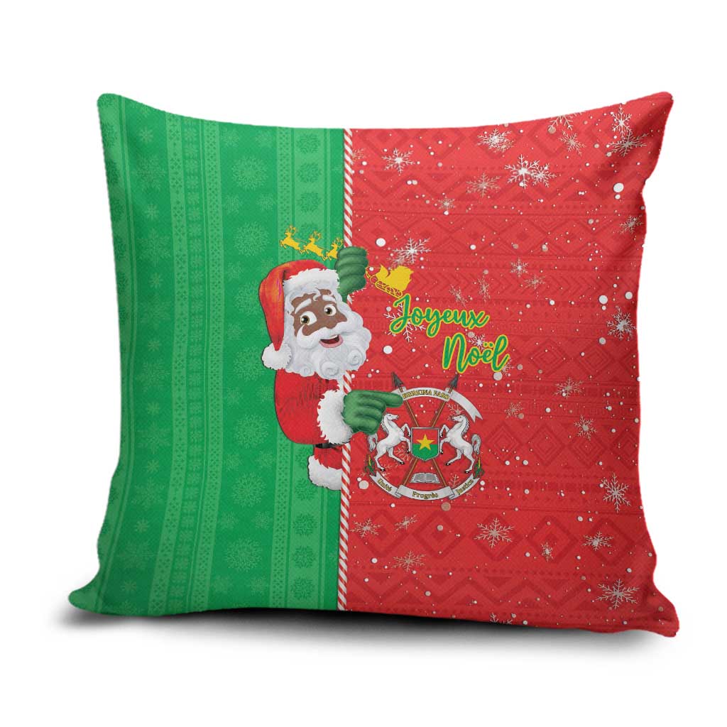 Burkina Faso Christmas Pillow Cover Black Santa Joyeux Noel - Wonder Print Shop