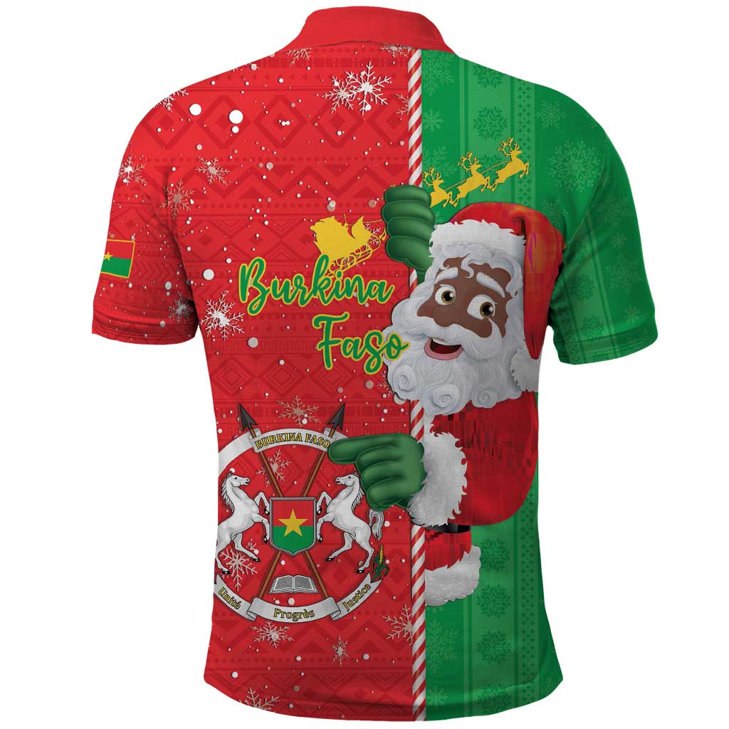 Burkina Faso Christmas Polo Shirt Black Santa Joyeux Noel - Wonder Print Shop