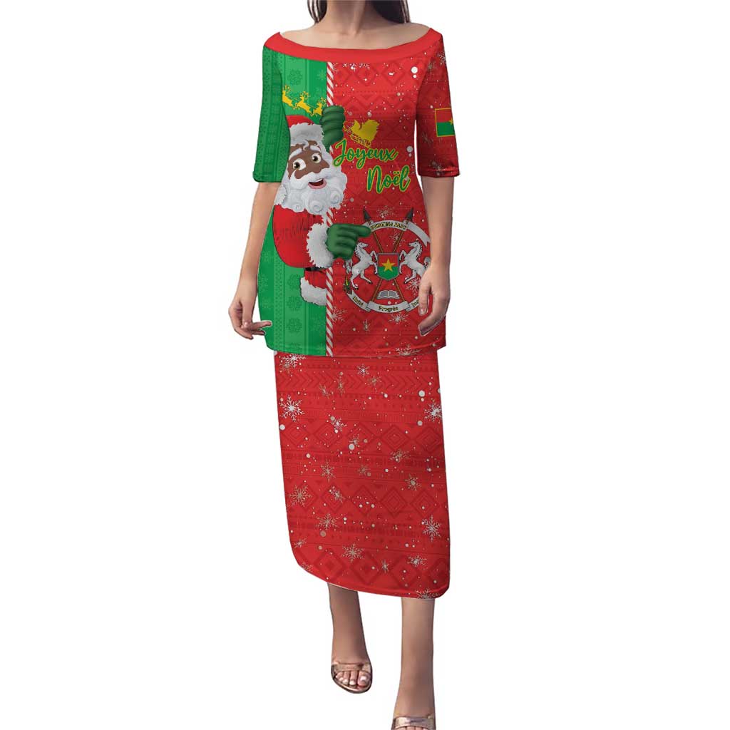 Burkina Faso Christmas Puletasi Black Santa Joyeux Noel - Wonder Print Shop