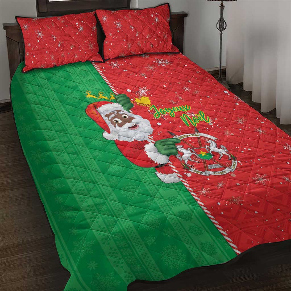 Burkina Faso Christmas Quilt Bed Set Black Santa Joyeux Noel - Wonder Print Shop