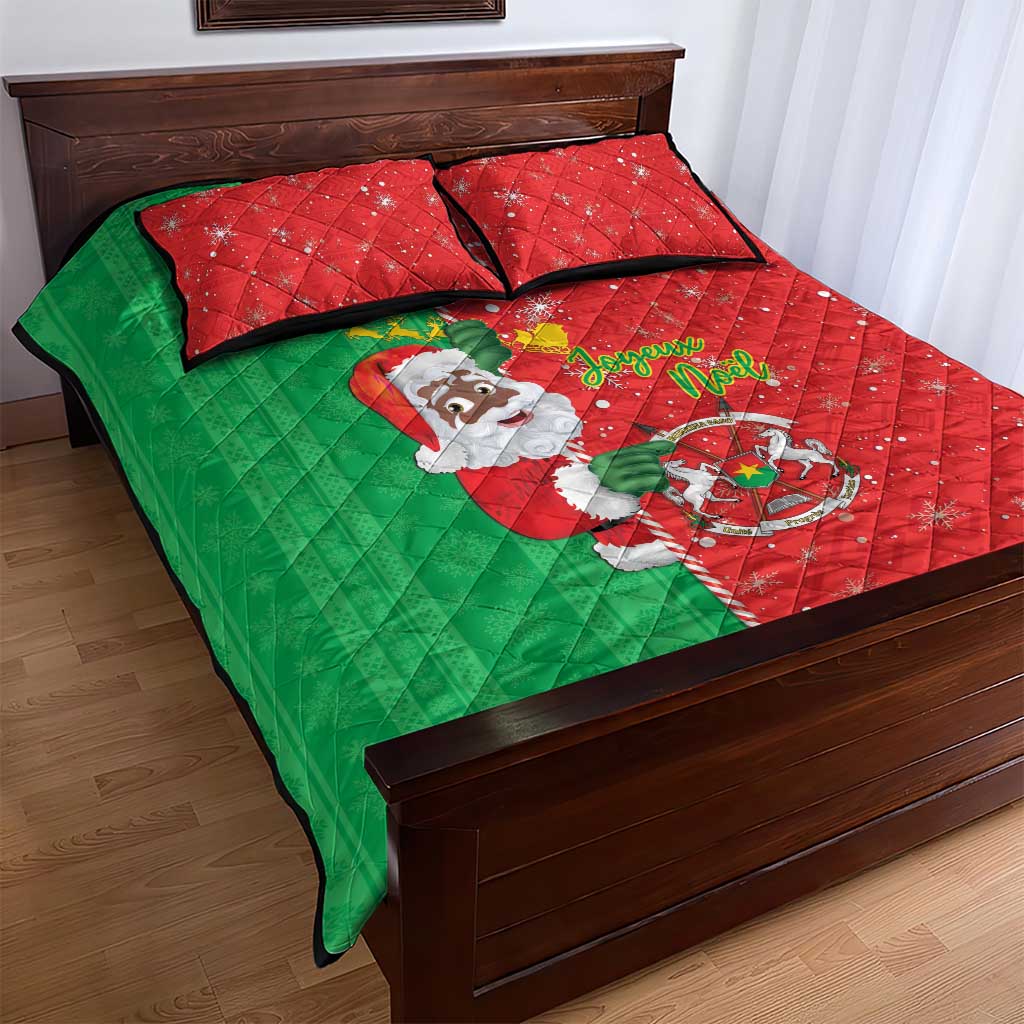 Burkina Faso Christmas Quilt Bed Set Black Santa Joyeux Noel - Wonder Print Shop