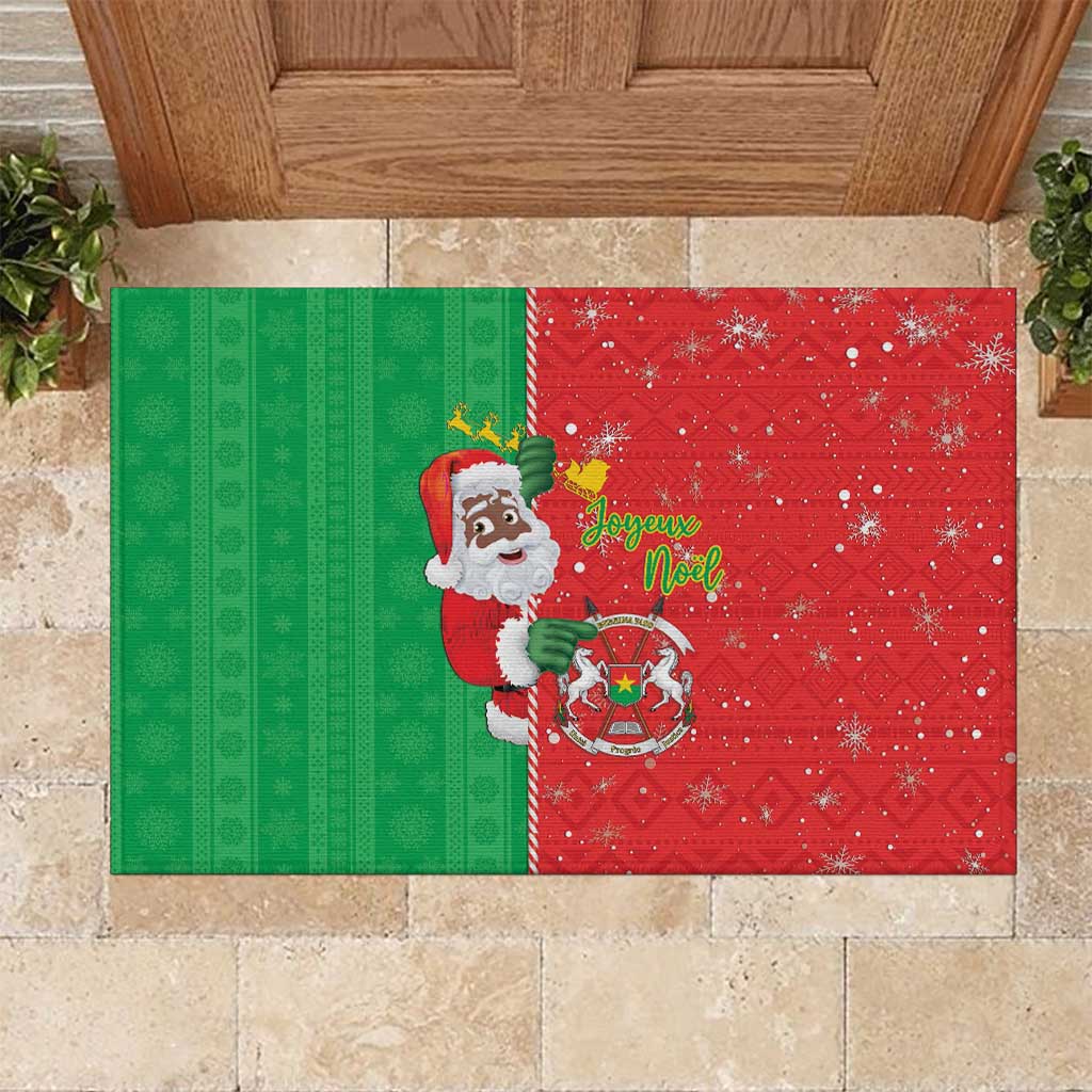 Burkina Faso Christmas Rubber Doormat Black Santa Joyeux Noel - Wonder Print Shop