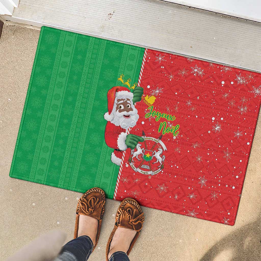 Burkina Faso Christmas Rubber Doormat Black Santa Joyeux Noel - Wonder Print Shop