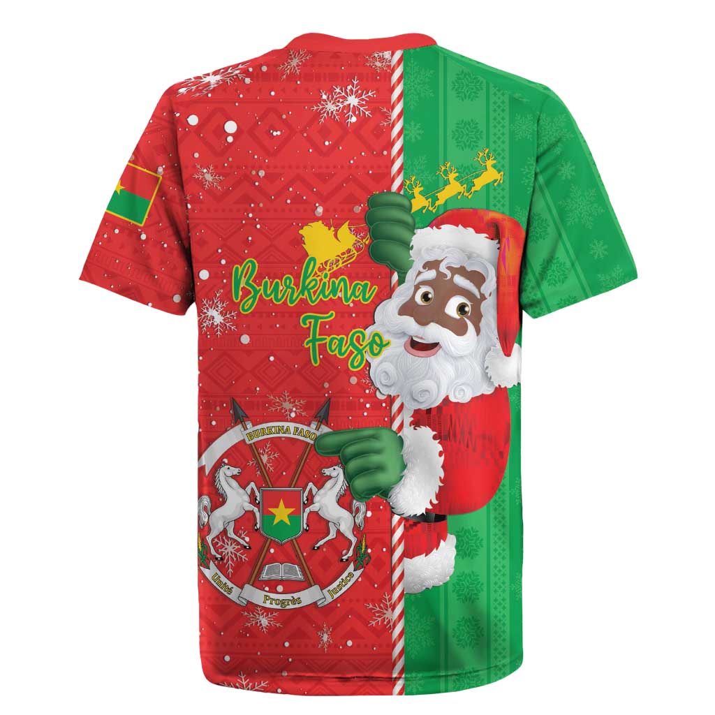 Burkina Faso Christmas Rugby Jersey Black Santa Joyeux Noel - Wonder Print Shop