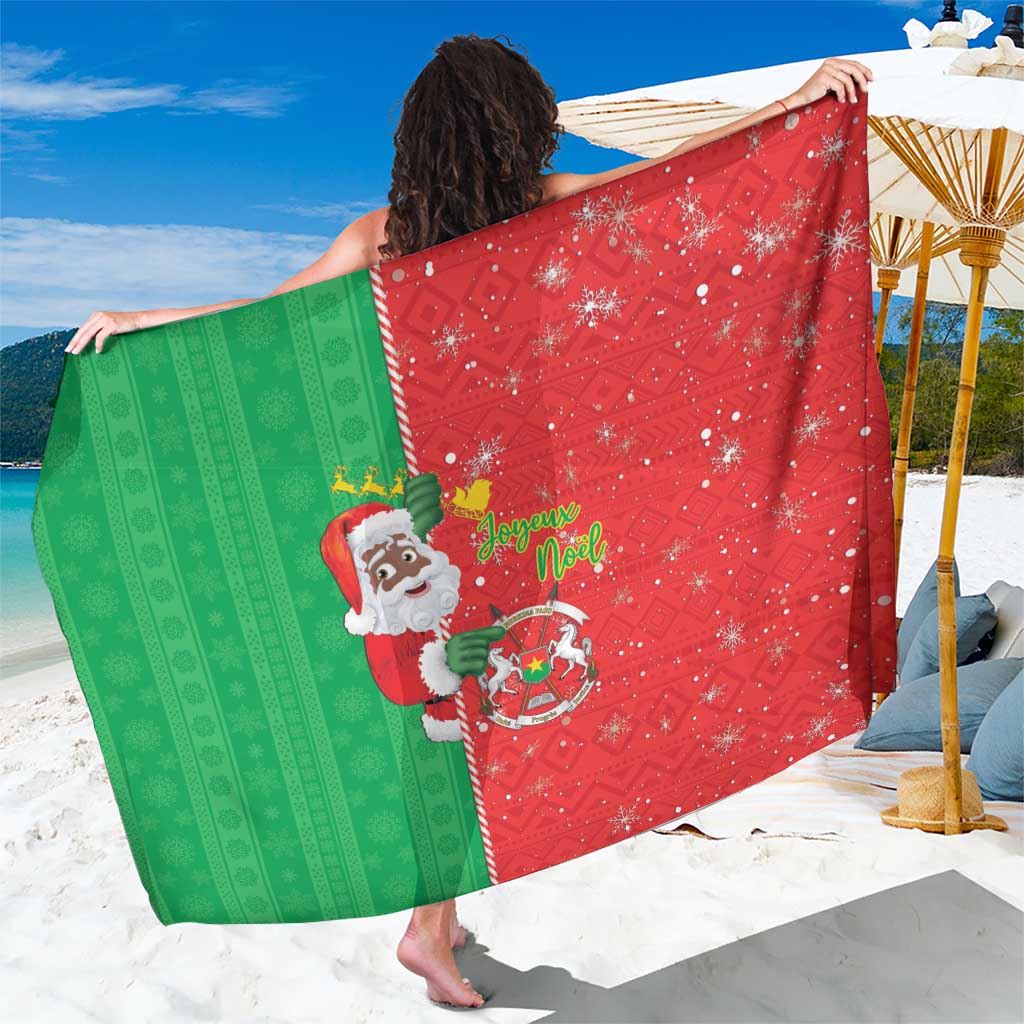 Burkina Faso Christmas Sarong Black Santa Joyeux Noel - Wonder Print Shop